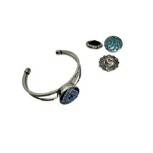 Bracelet Cuff Bangel Jewlery With 4 Interchangeable Snap Button Charms